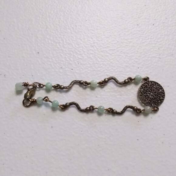 Dainty Slim & Lightweight! Green Aventurine + Bronze Bracelet ~ Utra Feminine! - Picture 5 of 10